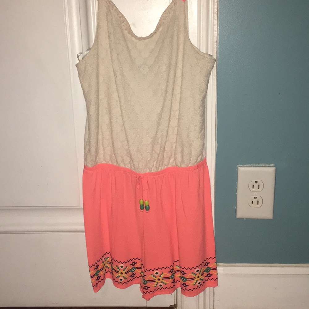 Light Coral Pink And White Romper